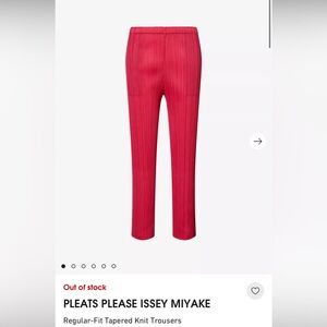 Issey Miyake pleats please Ribbed Straight-Leg Pants in shiny red
